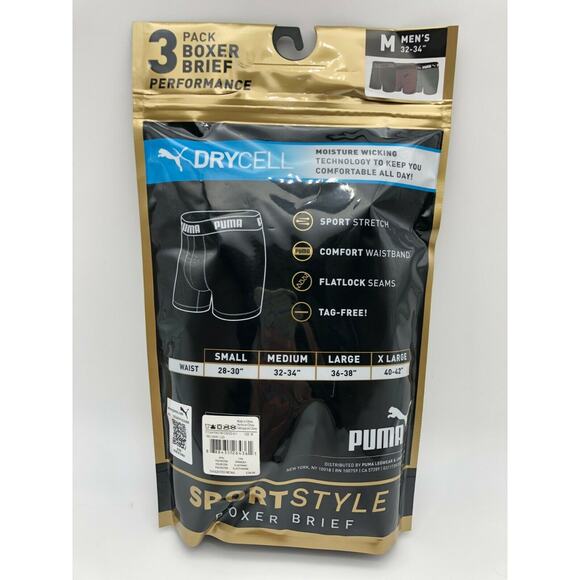PUMA Men's Performance Sport Style Boxer Brief 3 Pack Size M 32-34 - Picture 9 of 12